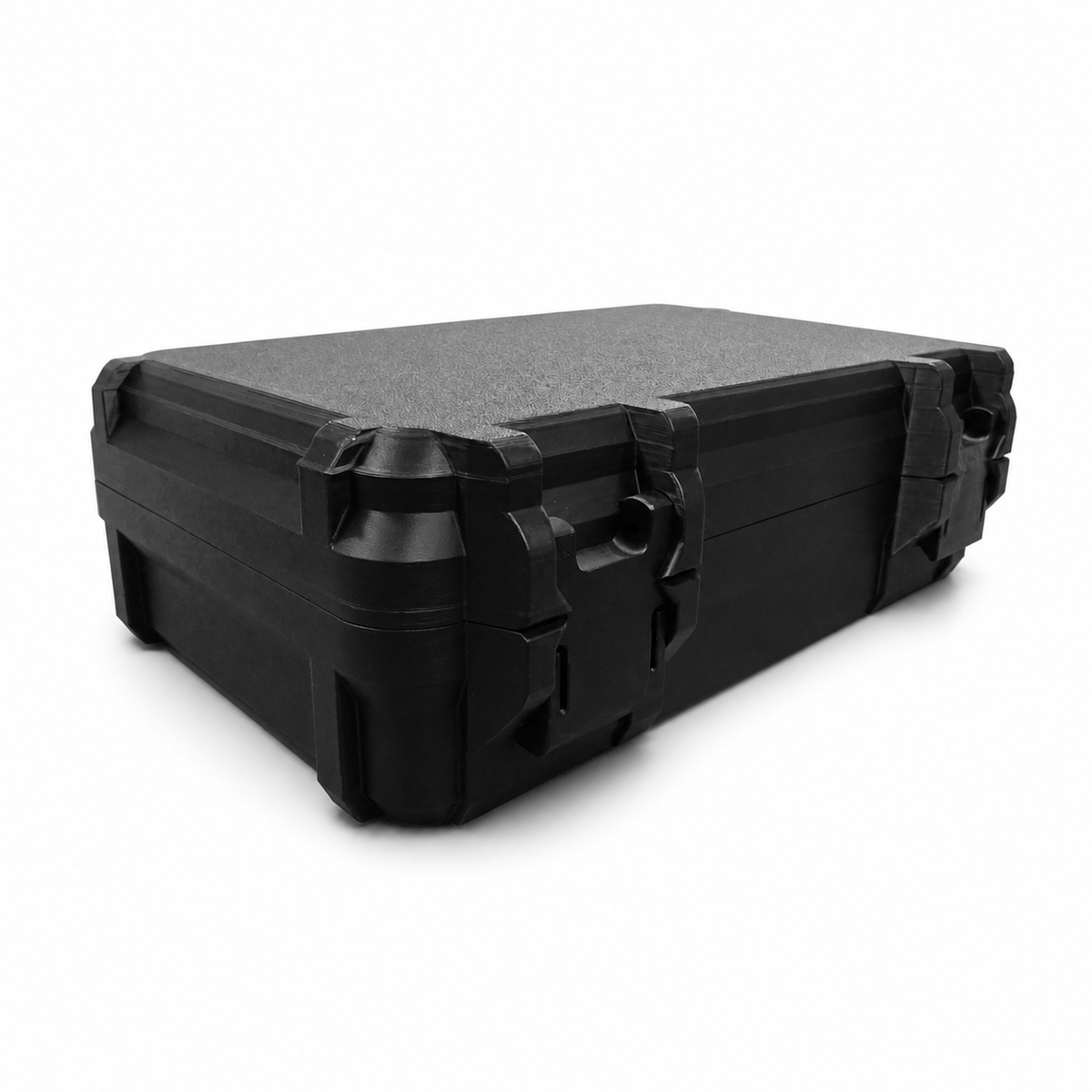 Black CC1BAR60 60-count 1 oz bar holder closed on a white background, front angle showing snap latches and textured lid