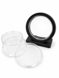 Black 5 oz Y65-compatible capsule stand with clear capsules