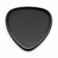 Black Pick Out guitar pick-shaped tray centered on a white background, top view showing its rounded triangular rim