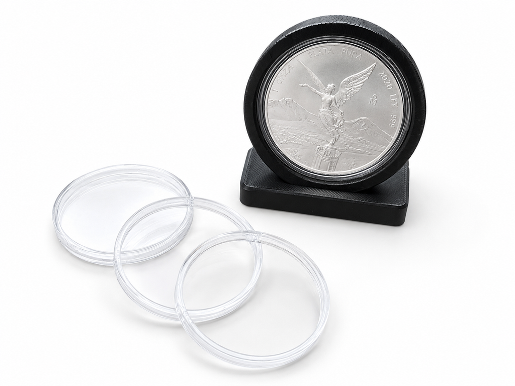 Black 1 oz H39/H40-compatible capsule stand with capsule fit context